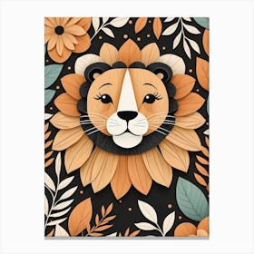 Floral Cute Baby Lion Nursery (13) Canvas Print