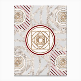 Geometric Abstract Glyph in Festive Gold Silver and Red n.0004 Canvas Print