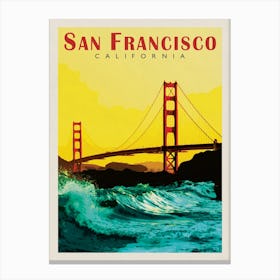 San Francisco California Sunset Travel Poster Canvas Print