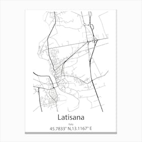 Latisana,Italy Minimalist Map Canvas Print