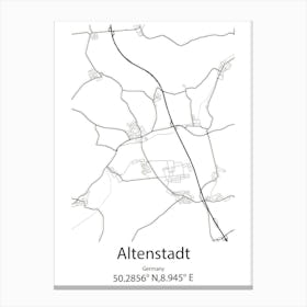 Altenstadt,Germany Minimalist Map Canvas Print