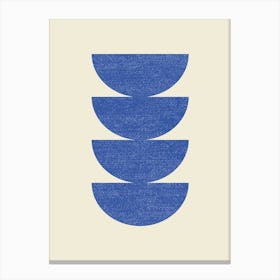 Half-circle Mid-century Style Minimal Abstract Monochromatic Composition - Deep Blue Canvas Print