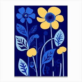Blue Flower Illustration Buttercup 3 Canvas Print