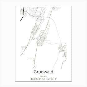 Grunwald,Germany Minimalist Map Canvas Print