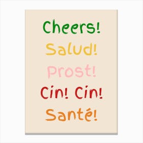 Cheers Poster Colourful Canvas Print