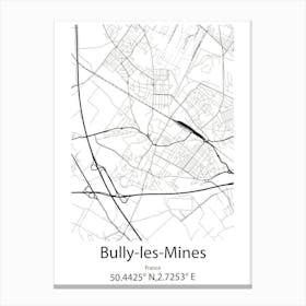 Bully Les Mines,France Minimalist Map Canvas Print