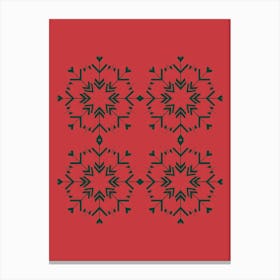 Snowflakes On A Red Background Canvas Print