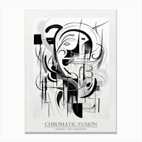 Chromatic Fusion Abstract Black And White 7 Poster Canvas Print