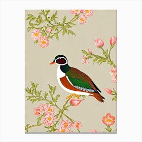Wood Duck William Morris Style Bird Canvas Print