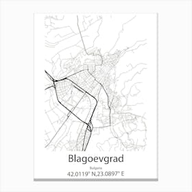 Blagoevgrad,Bulgaria Minimalist Map Canvas Print