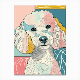 Pastel Poodle Dog Line Illustration Canvas Print