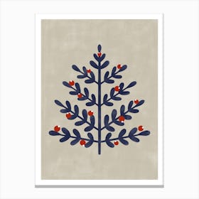 Beige and Navy Christmas Tree Canvas Print