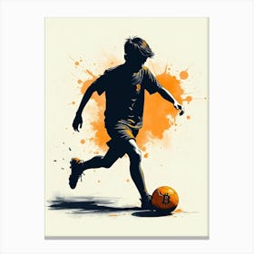 Soccer Player Kicking A Ball Canvas Print