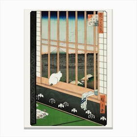 Japanese Cat in a Window Canvas Print