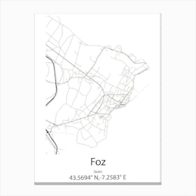 Foz,Spain Minimalist Map Canvas Print