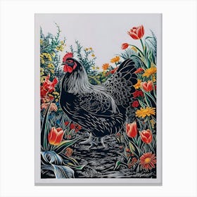 Rooster In The Garden Canvas Print