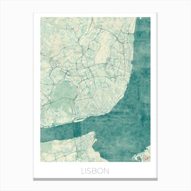 Lisbon Map Vintage in Blue Canvas Print