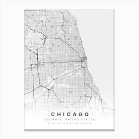 Chicago Illinois USA White Map Canvas Print