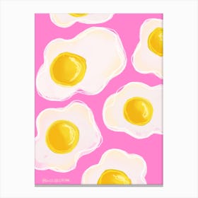 Fried Eggs Pink Canvas Print