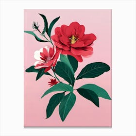 Red Roses On Pink Background Canvas Print