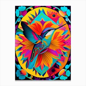 Hummingbird And Mandala Andy Warhol Inspired Canvas Print