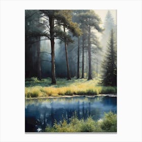 Pond In The Forest Canvas Print