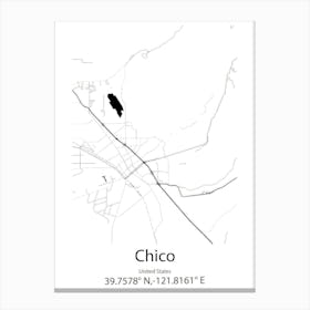 Chico,United States Minimalist Map Canvas Print