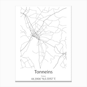 Tonneins,France Minimalist Map Canvas Print