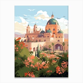 The Great Mosque Of Cordoba   Cordoba, Spain   Cute Botanical Illustration Travel 0 Canvas Print