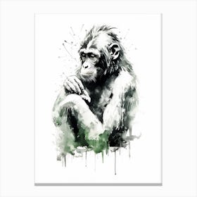 Watercolour Thinker Monkey 5 Canvas Print