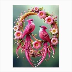 Two Birds In A Wreath Canvas Print