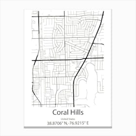 Coral Hills,United States Minimalist Map 1 Canvas Print