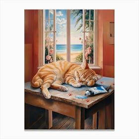 Slumbering Cat Canvas Print