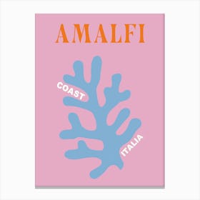 Amalfi coast Italien , Reiseplakat, Preppy Text Italy Kunst Canvas Print