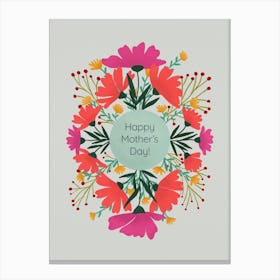 Happy Mothers Day Floral Canvas Print