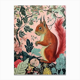 Floral Animal Painting Squirrel 4 Canvas Print