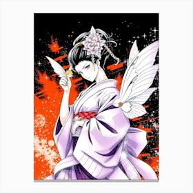 Anime Elf Geisha Illustration Canvas Print