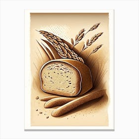 Sprouted Grain Bread Bakery Product Retro Drawing Canvas Print