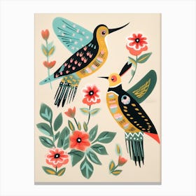 Folk Style Bird Painting Hoopoe 2 Canvas Print