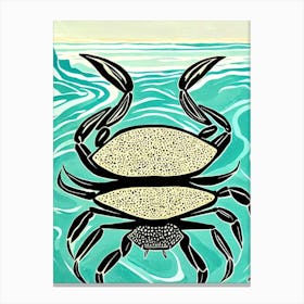 Blue Crab Linocut Canvas Print