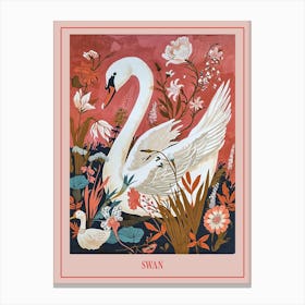 Floral Animal Painting Swan 4 Poster Canvas Print