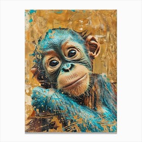 Baby Orangutan Gold Effect Collage 1 Canvas Print