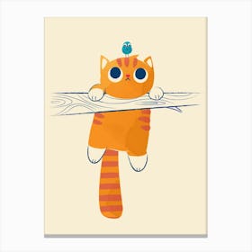 Fat Cat, Little Bird Canvas Print