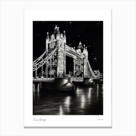 Tower Bridge London Pencil Sketch 1  Canvas Print