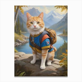 Cat With A Backpack Canvas Print