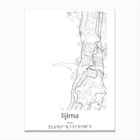 Iijima,Japan Minimalist Map Canvas Print