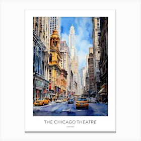 The Chicago Theatre 2 Chicago Watercolour Travel Poster Canvas Print