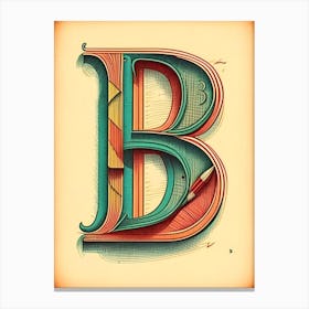 B, Letter, Alphabet Vintage Sketch 4 Canvas Print