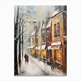 Vintage Winter Painting Bruges Belgium 1 Canvas Print