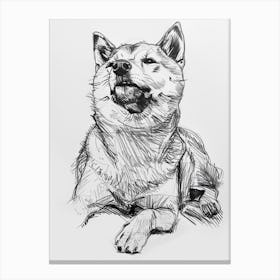 Shiba Inu Dog Line Sketch Canvas Print